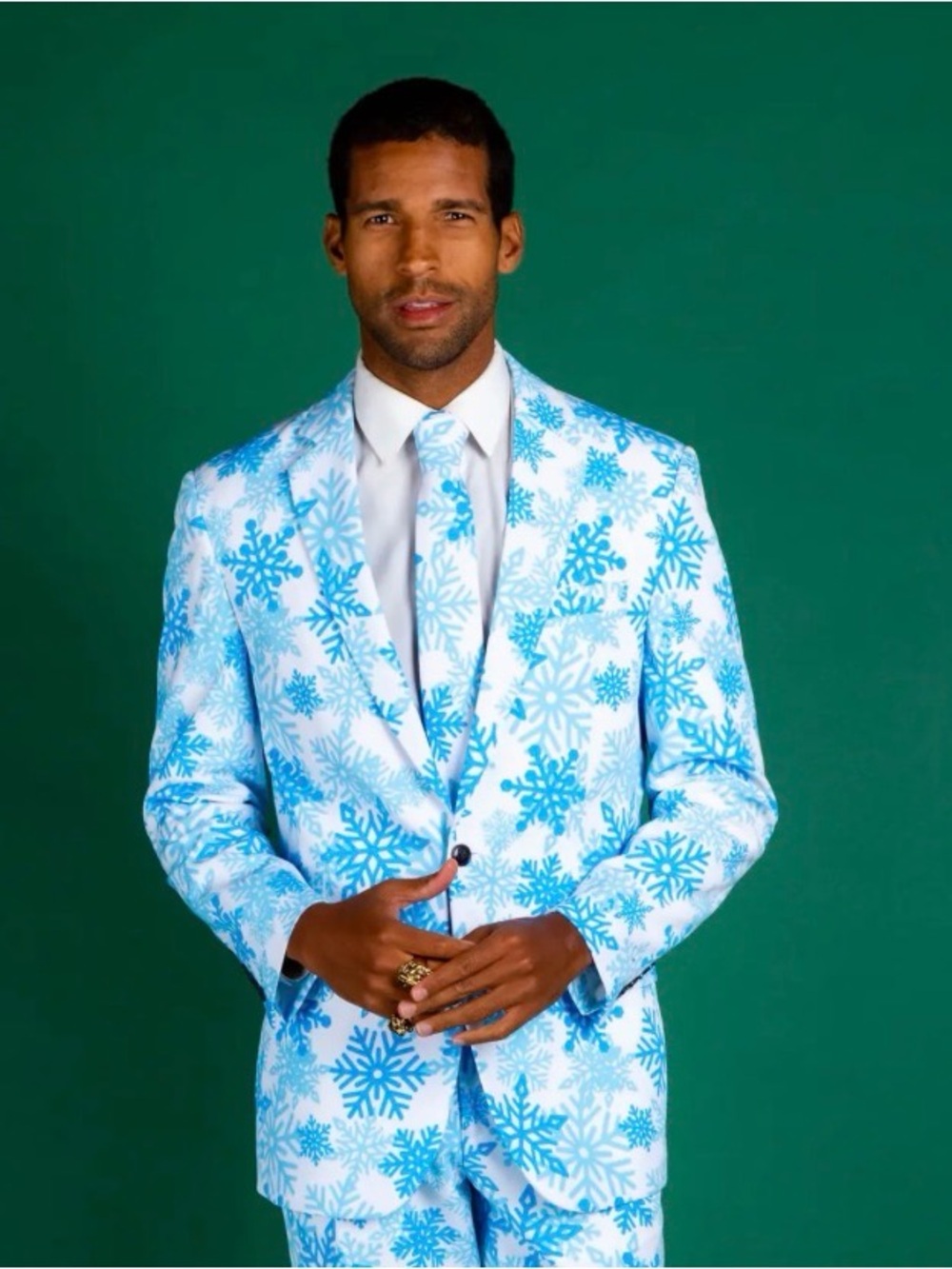 Shinesty The Millennial Snowflake Men's Christmas Party Blazer & Tie Sz 42